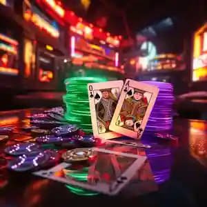 Tampilan meja BandarQ dengan kartu terbuka di rusun togel